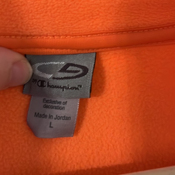 Champion Orange Fleece Pullover 1/4 Quarter Zip Sweater Sweatshirt - Picture 5 of 5